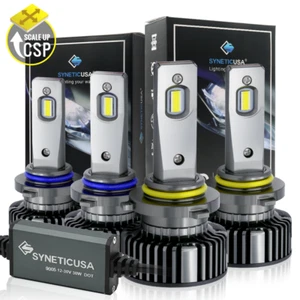 9005+ 9006 CSP LED High/Low Beam LED Headlight Kit DRL Light Bulbs 6000K - Picture 1 of 8