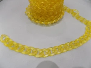 50 CM CATENA POLIESTERE EFFETTO TRASPARENTE GIALLA TRACOLLE BORSE BIGIOTTERIA - Picture 1 of 1
