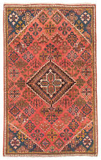 Traditional Hand-Knotted Bordered Carpet 3'7" x 6'7" Wool Area Rug