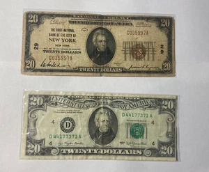 1929 New York National Currency Brown Seal $20 Twenty Dollar Bill Bank Note - Picture 1 of 2