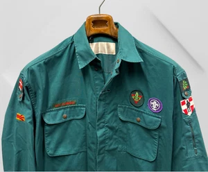 Vintage KFUM Uniform Danish BSA Men’s Adult Shirt L Green Denmark Roland 2 Patch - Picture 1 of 9