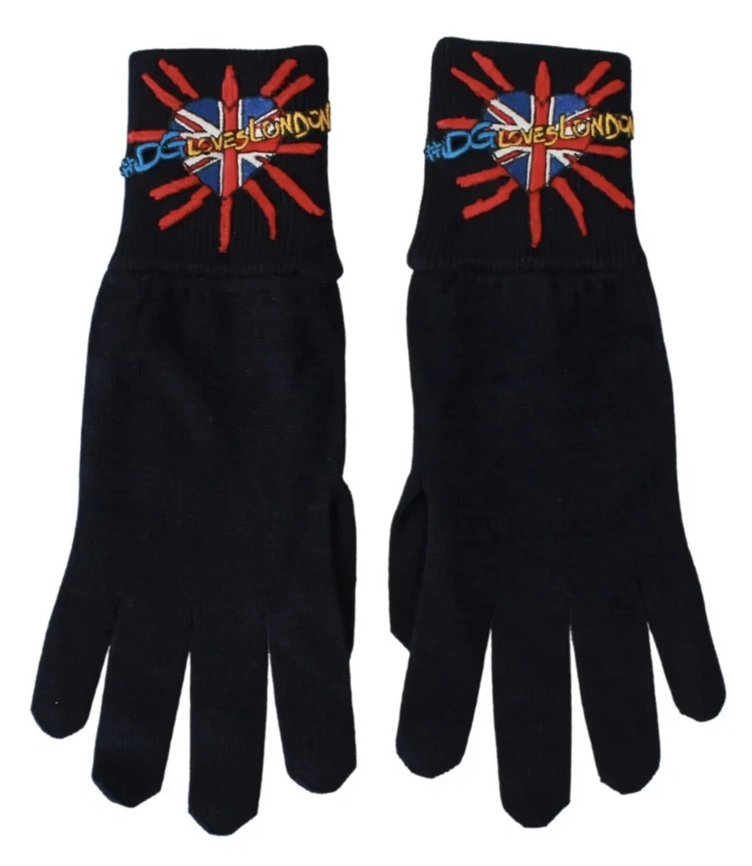 NUEVO & GABBANA Guantes Lana Azul #DGLovesLondon Mitón Bordado PVP $400 Foto 1 de 4