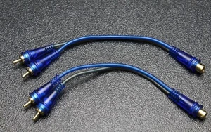 2 PCS RCA WIRE BLUE GRAY Y SPLITTER 1 FEMALE 2 MALE CAR HOME AUDIO BLS - Picture 1 of 2