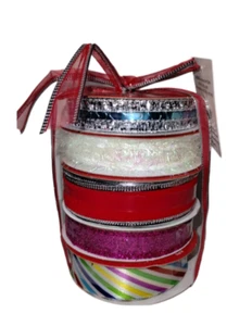 5 pack Christmas Wired Ribbon - Picture 1 of 1