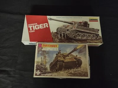 Lote Vintage de 2 Matchbox Kit Modelo Tanque Tigre Alemão Jagdpanther & Lindberg - Imagem 1 de 4