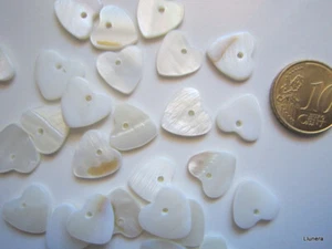 Colgante corazón concha natural X 26 UNIDADES 12 x 1,5 mm perlas abalorios - Photo 1/3