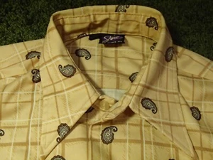 vtg 70s JOEL california polyester disco shirt paisley print dagger collar mens L - Picture 1 of 13