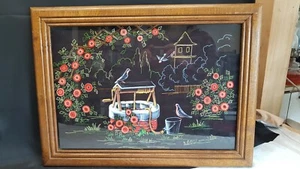 Imagen de una escena country en mezcla de costura y pintura en roble esmaltado enmarcado - Imagen 1 de 12