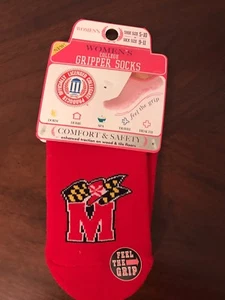 NWT Women's Skidders Non-Skid Maryland Terrapins UMD Slipper Socks Terps Red - Picture 1 of 4