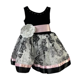 Weissman Girls Gown Dress Multicolor Mixed Prints Sash Knee Length Round Neck XS - Picture 1 of 7