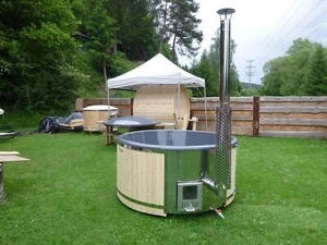 Whirlpool Badefass Externer Garten Fass Bad Thermoholz Ofen Holzbottich - Bild 1 von 12