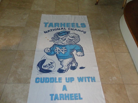 Vtg 80's UNC Tarheels 1982 NCAA Basketball Championship Towel RARE Collectible Cover