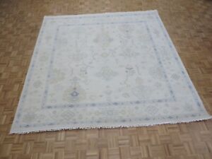 10'1 x 10'1 Square Hand Knotted Ivory Modern Oushak Oriental Rug G13567