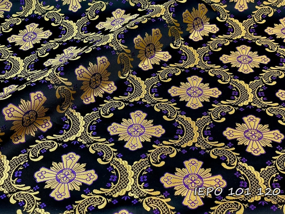 Vestimentas litúrgicas para igreja brocado grego metálico com cruzes em 21 cores - Imagem 1 de 1