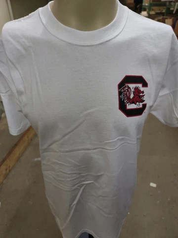Officially Licensed NCAA South Carolina Gamecocks White "Basic Logo" T-Shirt NWT Cover