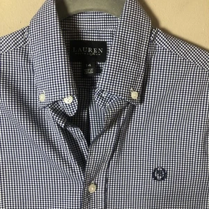 Camicia elegante ragazzo Lauren Polo Ralph Lauren blu a quadri 14 maniche lunghe con bottoni - Foto 1 di 7
