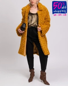 RRP€480 PINK MEMORIES Faux Fur Coat IT44 US8 UK12 L Lined Made in Italy - Picture 1 of 8