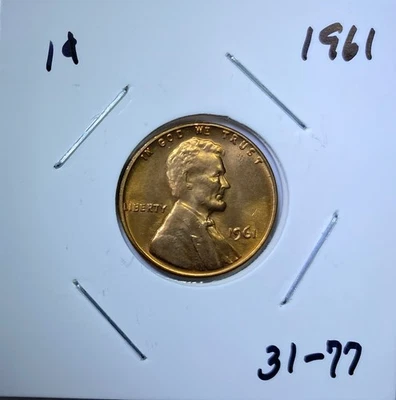 1961 RED 1C Lincoln Penny  UNCIRCULATED (31-77) - Image 1 of 2