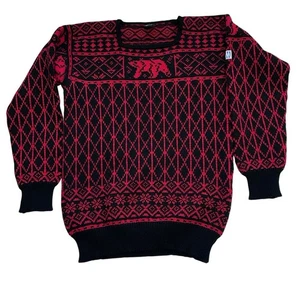 Vintage Dale of Norway Wool Sweater Bear Fair Isle Knit Ski Medium Cottagecore - Picture 1 of 10