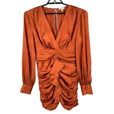 Vestido Ronny Kobo Carissa acanalado floral jacquard mini marrón talla X-grande XL  Foto 1 de 4