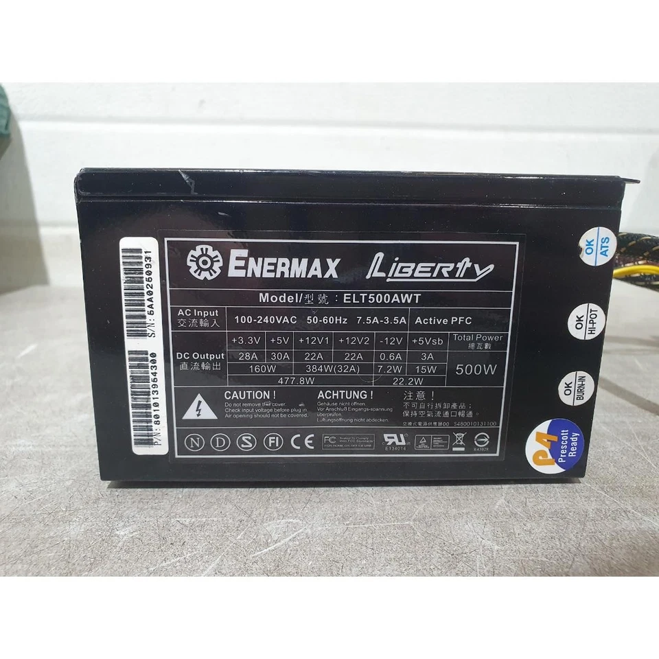 Enermax Liberty ELT500AWT 80 PLUS Power Supply Black 500W Silent-Fan For Desktop - Image 1 of 4