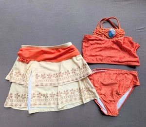 Disney Store Moana 3 PC Deluxe Swimsuit Girl Size 5/6 6/7 7/8 - Picture 1 of 1