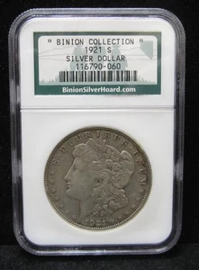 COLECCIÓN BINION - DÓLAR DE PLATA MORGAN 1921-S - CERTIFICADO NGC - SE VE EN MUY BUEN ESTADO - Imagen 1 de 4