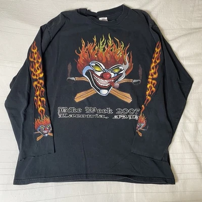 Vintage Laconia Harley Bike Week ICP Clown Skull Long sleeve Large  - Image 1 of 4