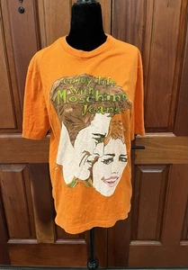 Moschino T-Shirt enjoy Life With Moschino Jeans  Y2K Streetwear Large Orange VTG - Picture 1 of 8