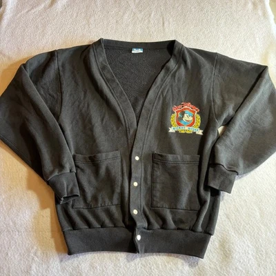 Cárdigan Sudadera Negra Vintage Años 80 Disney Mickey Mouse Hecha en EE. UU. Mediana Foto 1 de 4