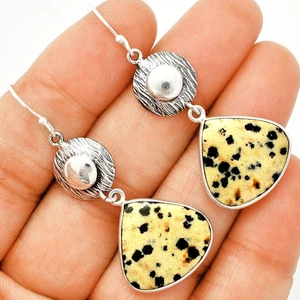 Natural Dalmatian 925 Sterling Silver Earrings Jewelry E-1077 - Picture 1 of 5