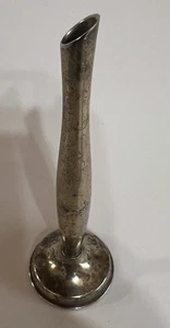 "Florero rosa flor brote atómico mediados de siglo 6"" plateado años 50 60 de colección" - Imagen 1 de 9