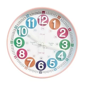 Learning Time Clock for Kids,12 Inch 3D Numbers Colorful Clock Face Silent - Picture 1 of 8