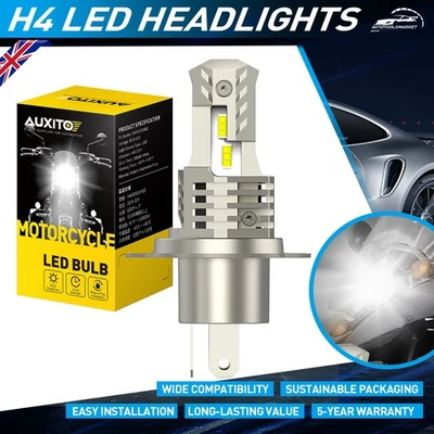 For Motorcycle H4 LED Headlight Hi/Lo Beam Front Light Bulb Super Bright 6000K - Image 1 of 4