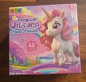 New Zizz Jumbo Unicorn Floor Puzzle – 47 Pcs for Kids Ages 3+ 32"×21" - Picture 1 of 2
