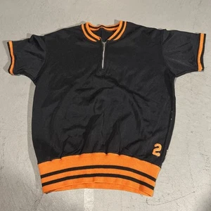 True VTG 40s Trojans 1/4 Zip Short Sleeve Jacket - Sz 40 - Black/Orange - Talon - Imagen 1 de 10