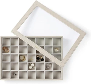 Grey Leatherette Case with Choice of Ring, Earring, Pendant, Necklace Display - Picture 1 of 9