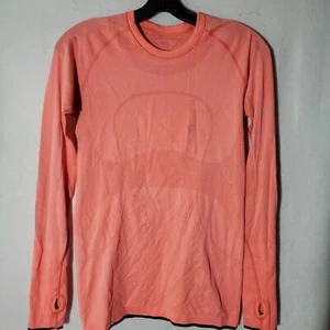 Lululemon Camicia Donna Piccola Rosa Manica Lunga Top Shirt Activewear Logo Crew  - Foto 1 di 12