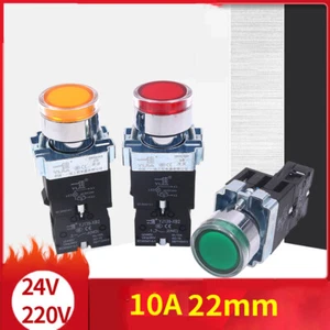 22mm Round Push Button Switch Momentary Latching Switches Illuminated 24V 220V - Picture 1 of 10