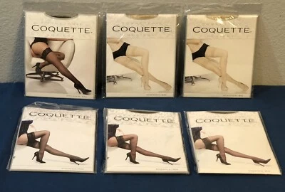 Coquette Fishnet Thigh High Stockings & Sheer Thigh High With Lace Top Lot Of 6 - Image 1 of 4