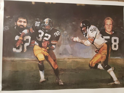 Jack Lambert Franco Harris Pittsburgh Steeler POSTER Print Artist Proof HOF 1990 Cover