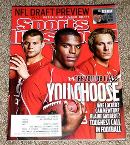 CAM NEWTON, BLAINE GABBERT, JAKE LOCKER Sports Illustrated Cover April 25, 2011 - Picture 1 of 2