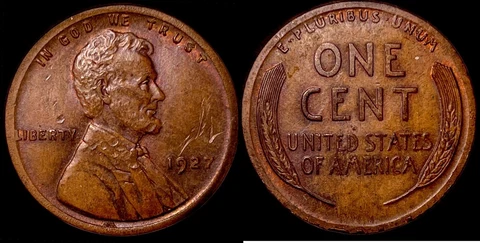 1927 Lincoln Cent VERY THICK RIM on Obv. and Rev. STRONG SHARP DETAILS Cover