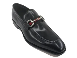 Neu im Karton Carrucci Herren schwarz Größe 12 BRÜNIERTES KALBSLEDER SLIPPER HALBSCHUH - Bild 1 von 11
