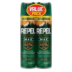 Repel Insect Repellent Sportsmen Max Formula 40% DEET Aerosol Value Pack (2 Cans - Picture 1 of 4