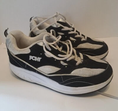 Женские теннисные туфли PONY белые, серебристые, черные размер 6 для ходьбы - Изображение 1 из 4