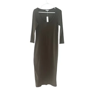 Standard James Perse Midikleid Damen grün gerippt 3/4 Arm NEU Größe 3 Large - Bild 1 von 11