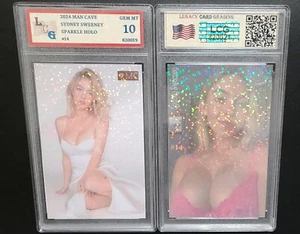 2024 Man Cave Sydney Sweeney Sparkle Holo Card #14 Graded LCG 10 GEM MINT - Foto 1 di 2