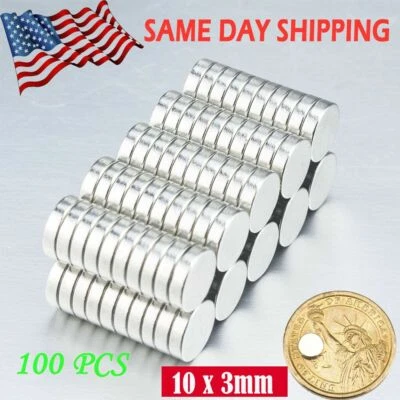 LAVA/GENERIC 100 50 10mm X 3mm Neodymium Disc Strong Rare Earth N35 Small Fridge Magnets lot