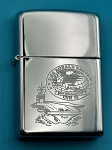Vintage 2004 USS Ronald Reagan CVN 76 Military HP Chrome Zippo Lighter NEW - Picture 1 of 5